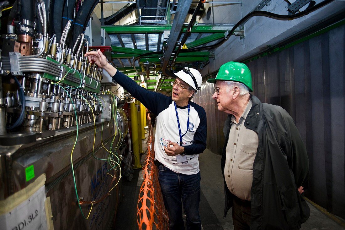 Peter Higgs at the ALICE detector,CERN