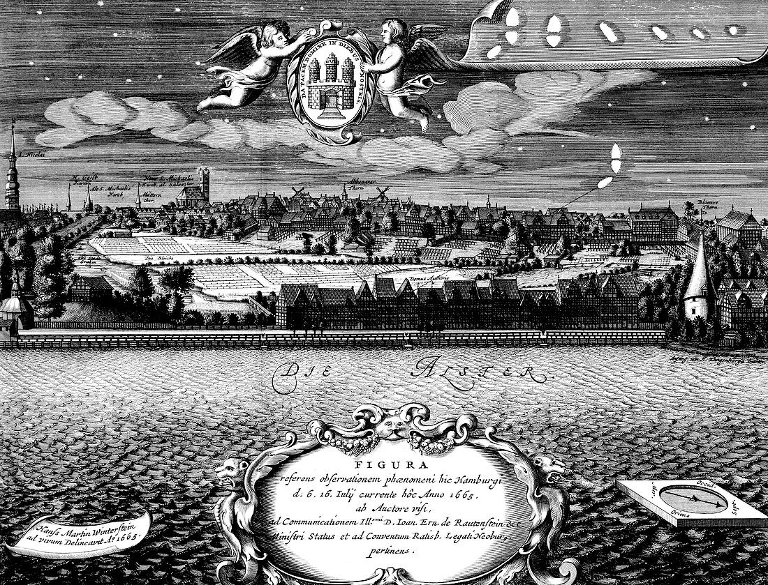 Comet over Hamburg,1665,artwork