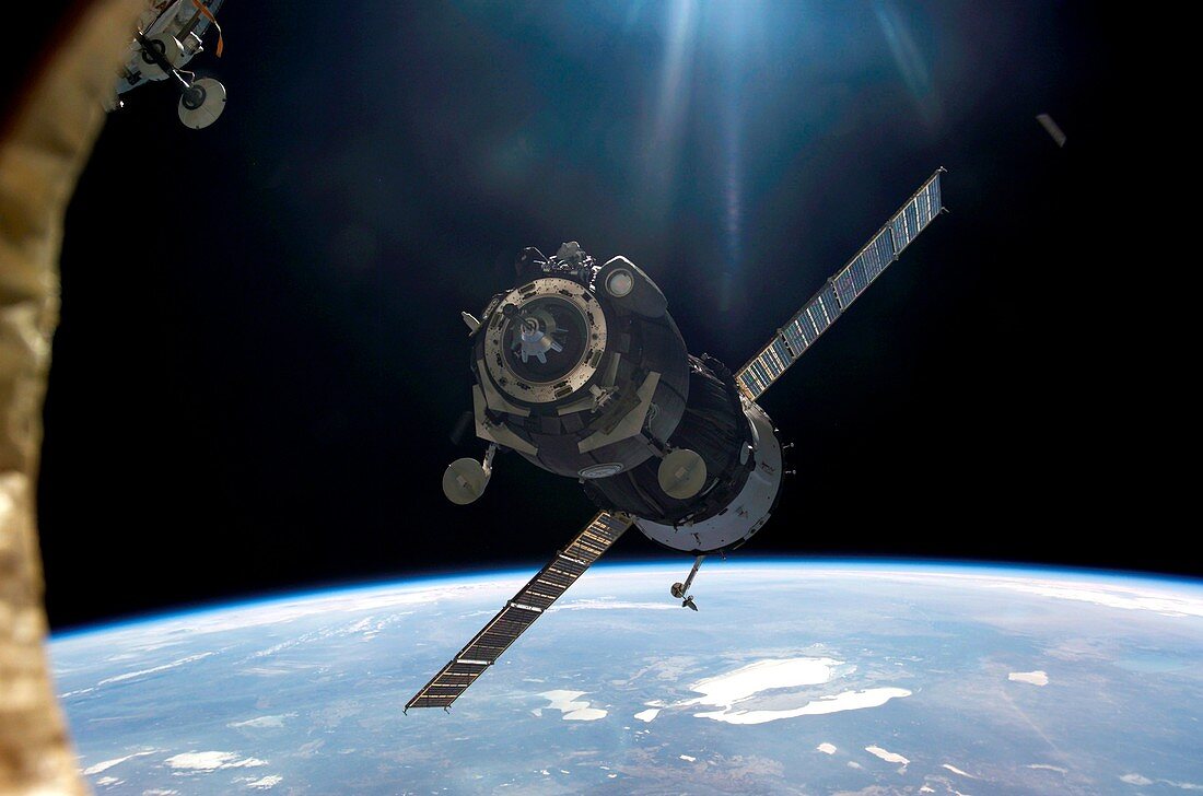 Soyuz spacecraft approaching ISS