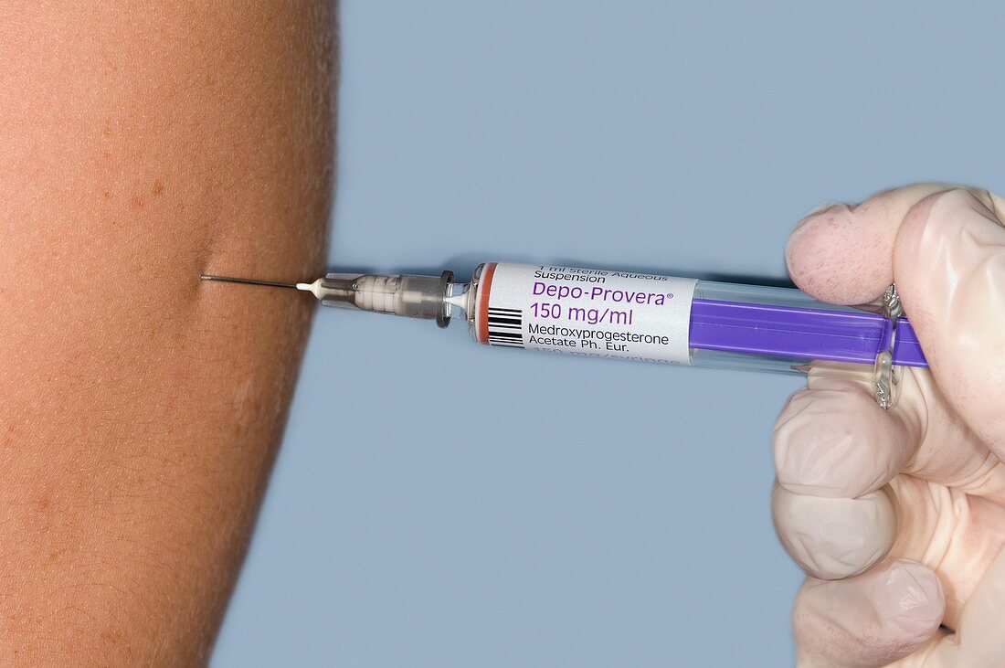 Injecting depo-provera contraceptive