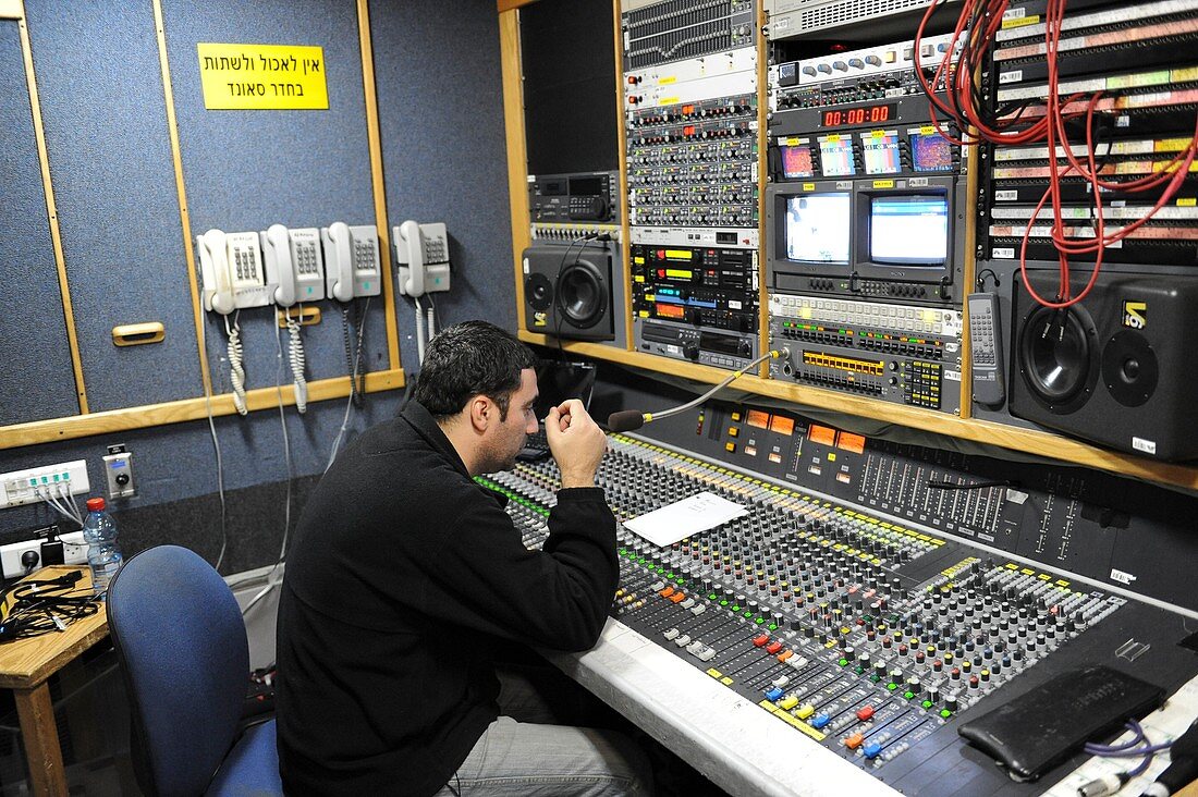 Sound engineer in a control room