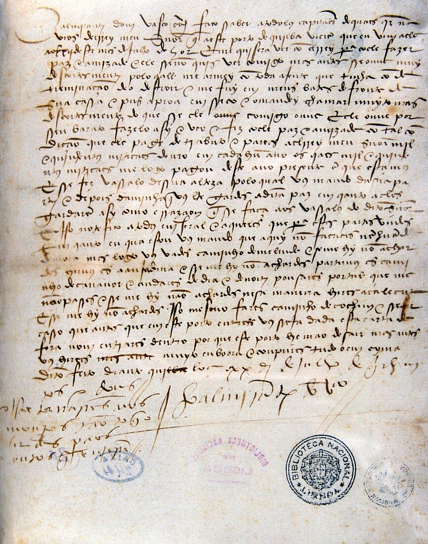 Letter written by Vasco da Gama,1500s