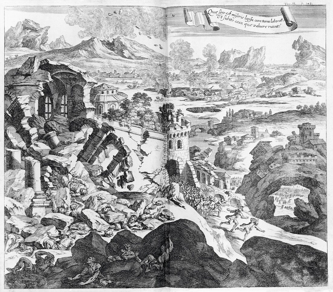 Earthquake and volcano,1696 artwork