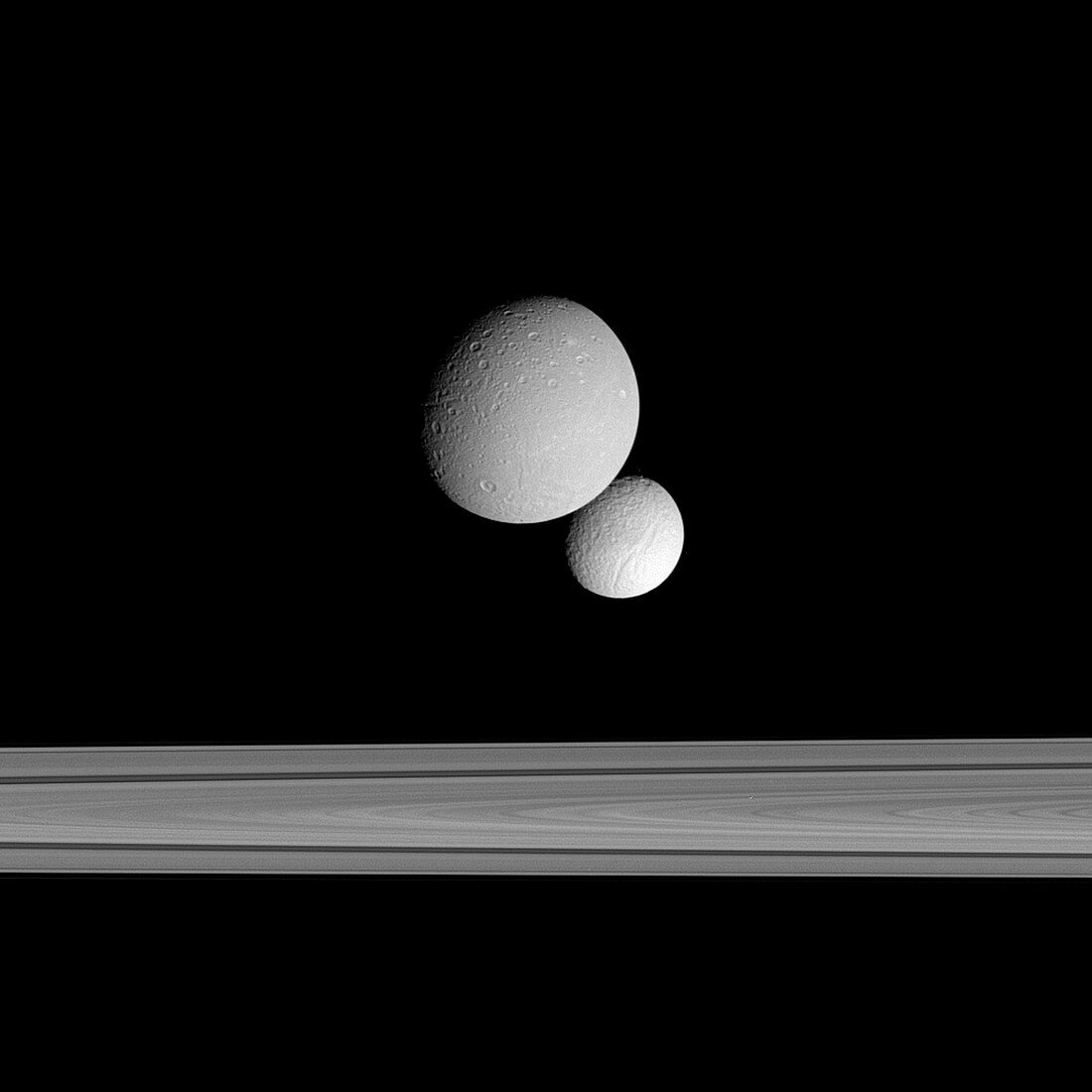 Dione and Tethys,Cassini image