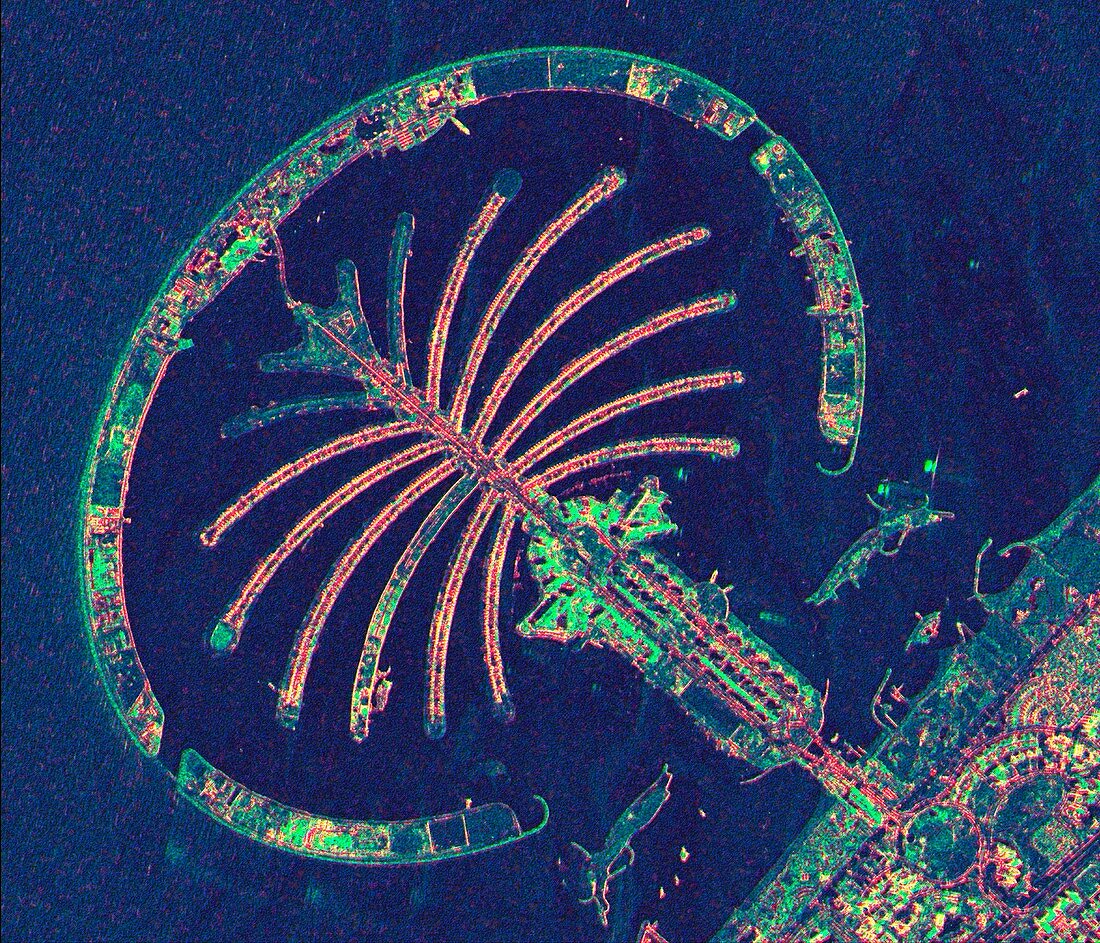 Palm Jumeirah,satellite radar image