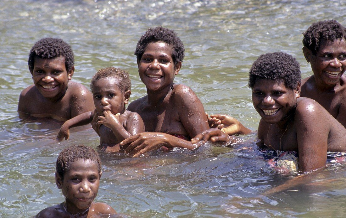 Bathing in a river,Papua New Guinea