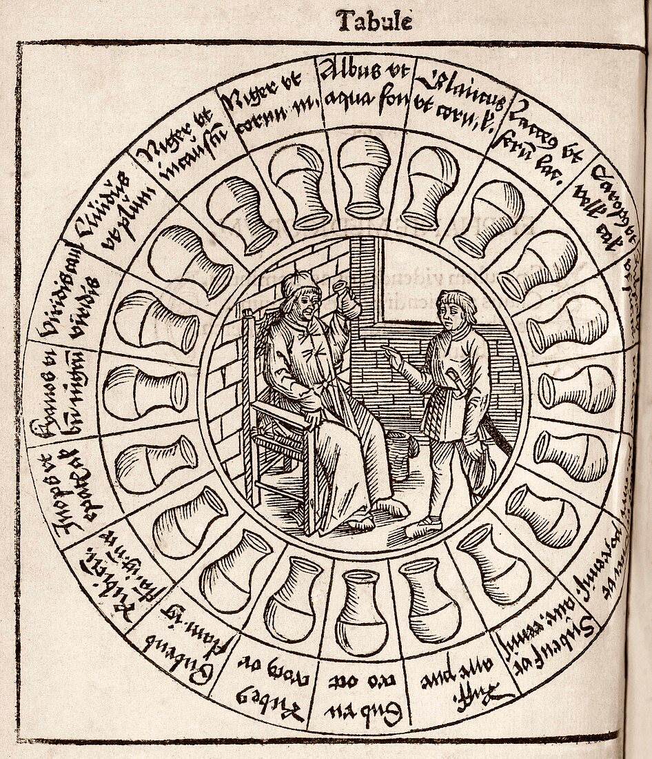 Diagnosis from urine,16th century