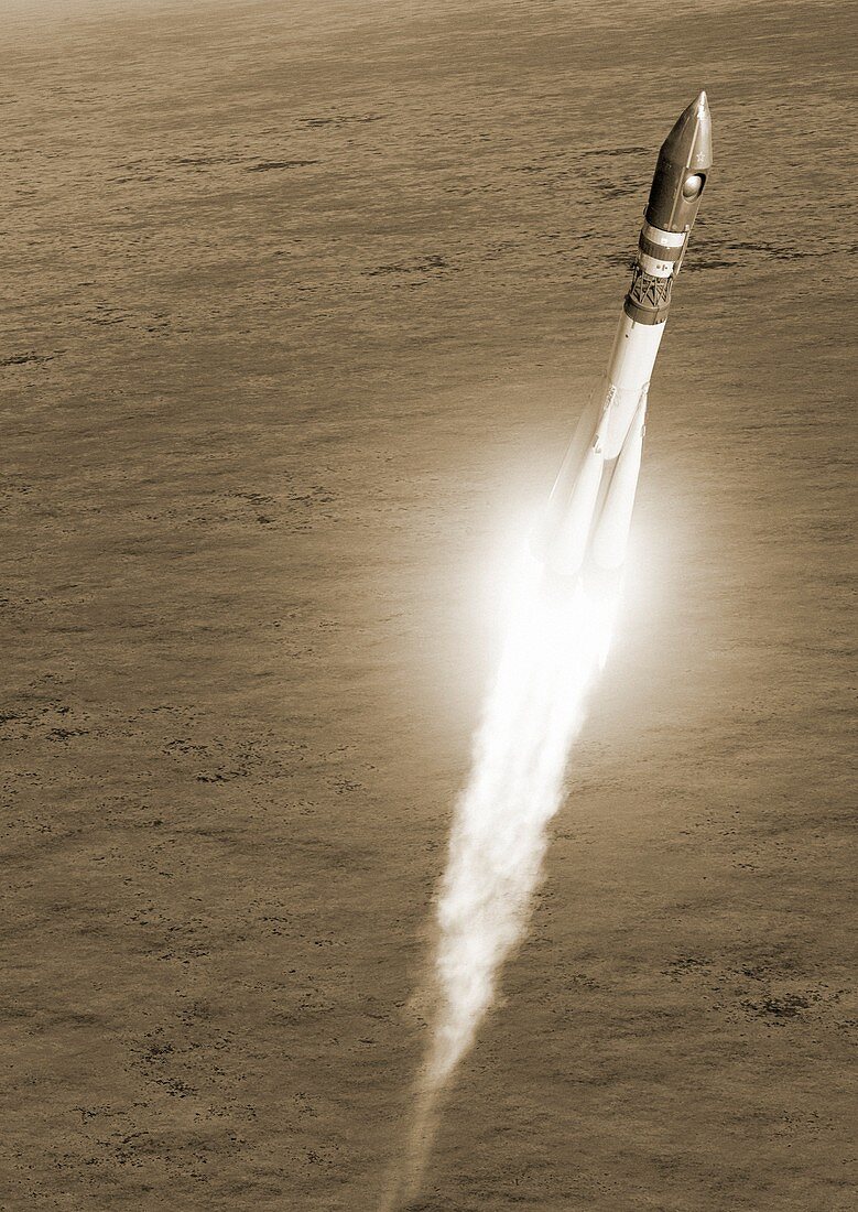 Launch of Vostok 1 spacecraft,artwork