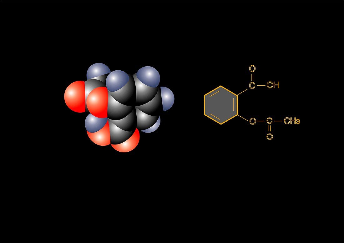 Aspirin,molecular structure artwork