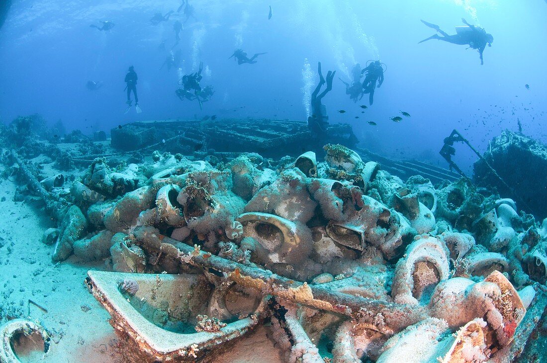 Divers at a shipwrec