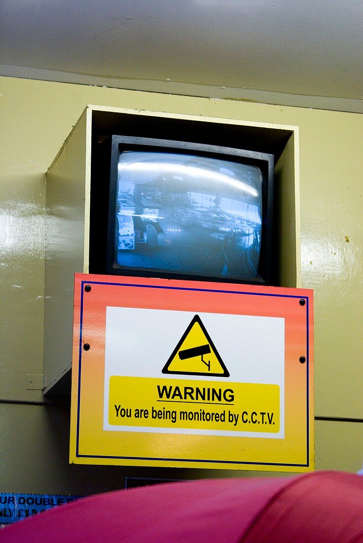 CCTV monitor on Walton Pier,Essex,UK