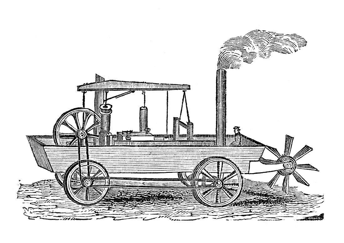 19th Century amphibious vehicle,artwork
