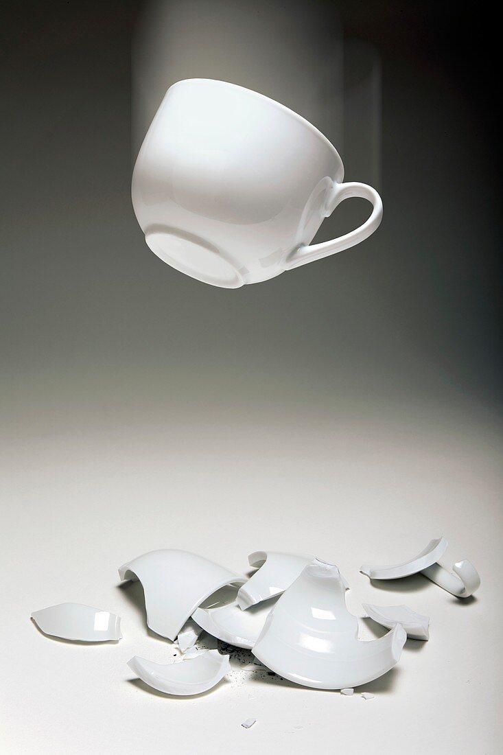 Entropy shown by broken cup
