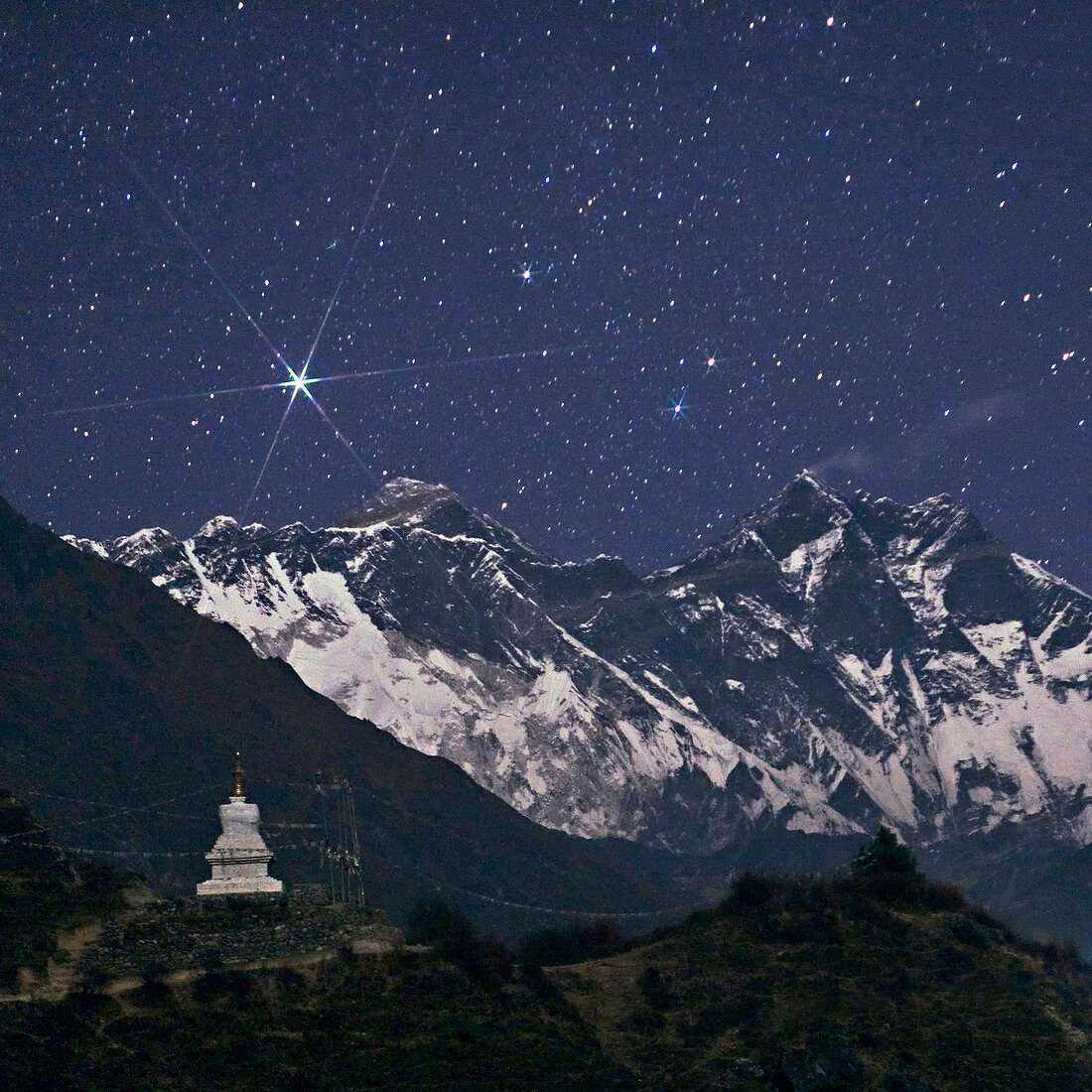 Stars above Mount Everest