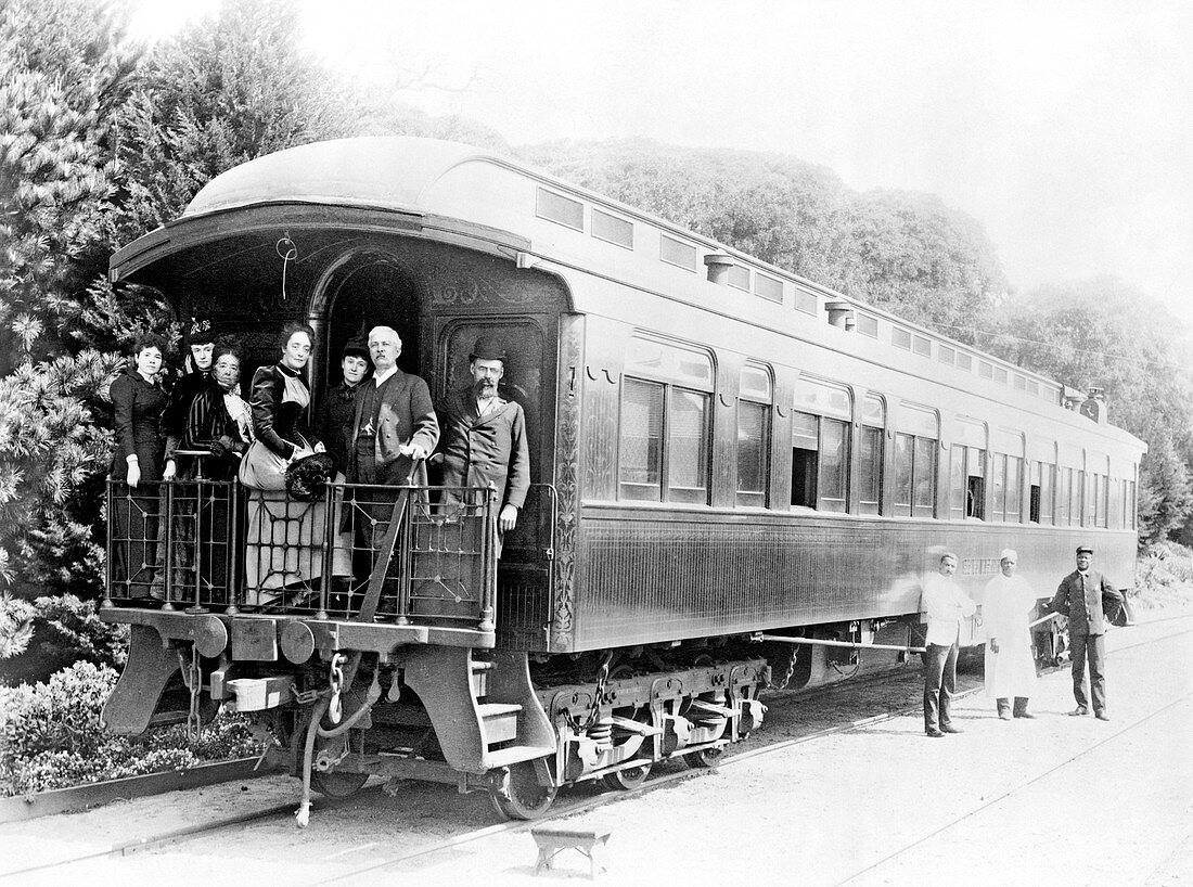 Henry M. Stanley and others on a train