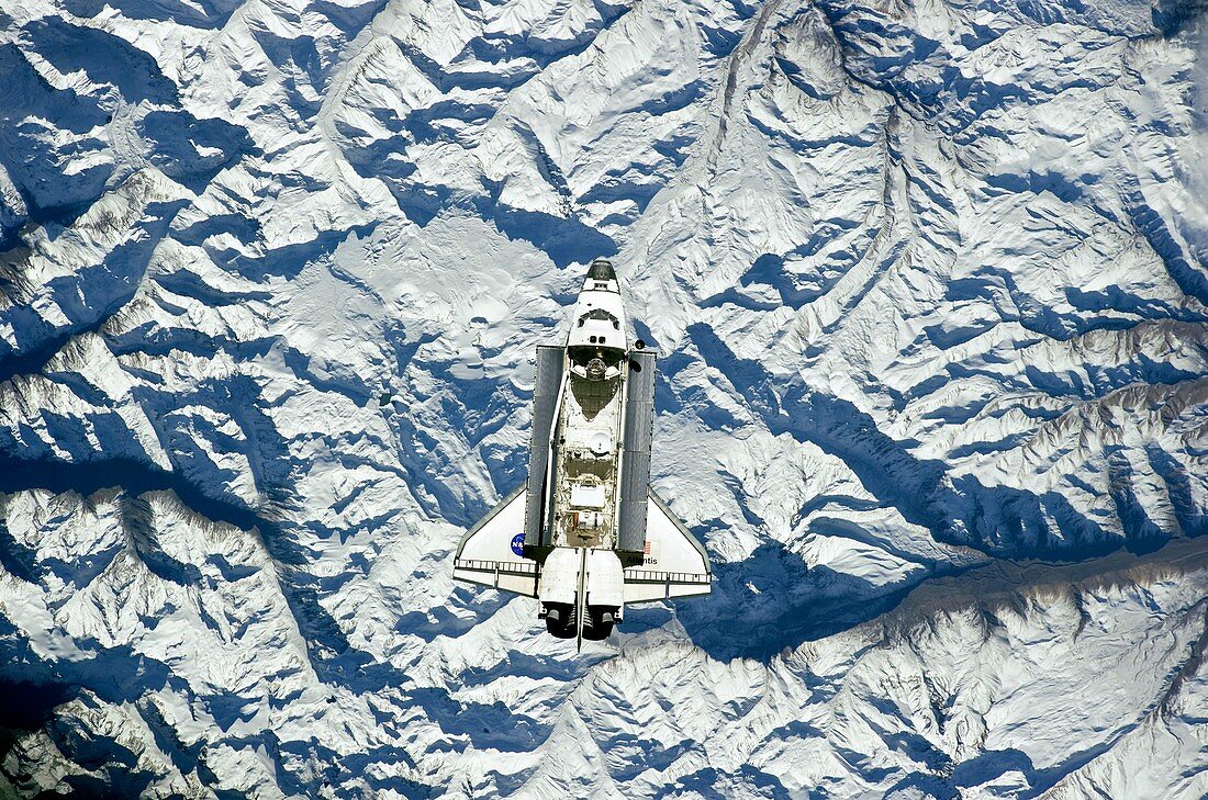 Space shuttle over Argentina and Chile
