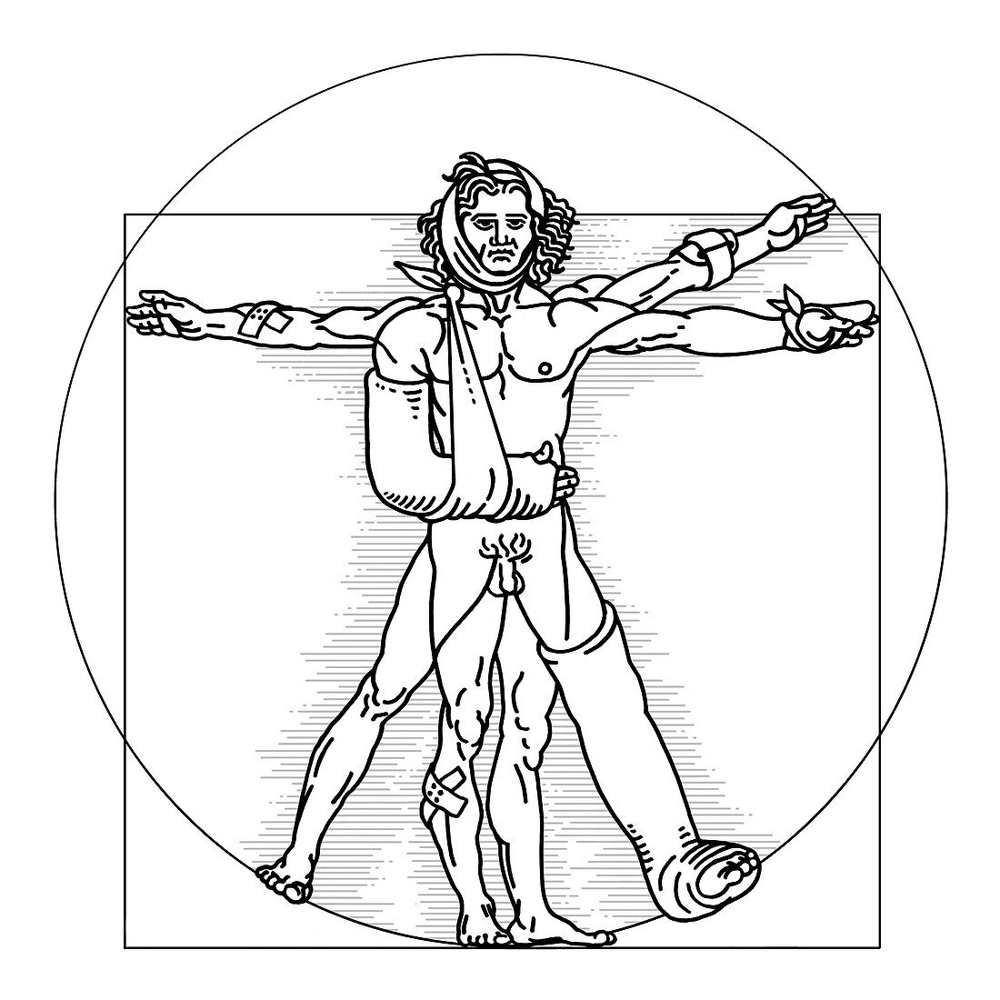 Injured Vitruvian Man,conceptual image