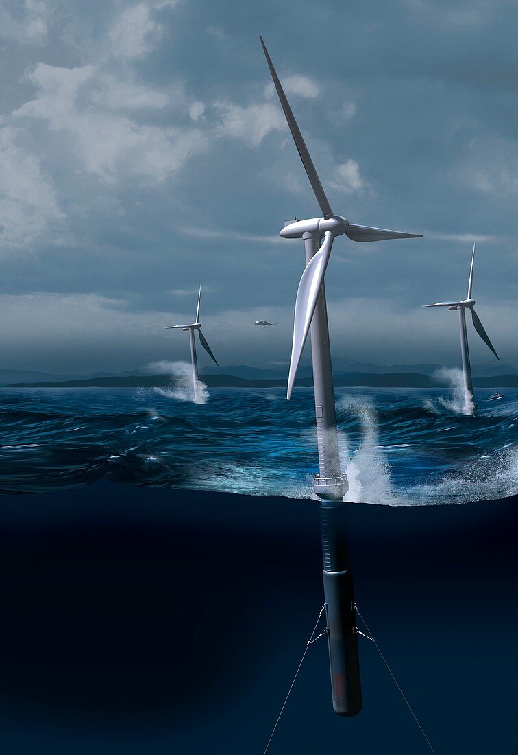 Offshore wind farm in a storm,artwork