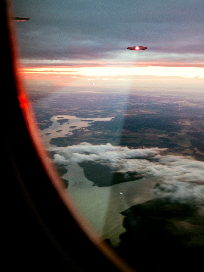UFOs scanning an aircraft