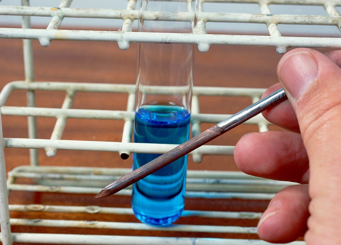 Iron in copper sulphate solution