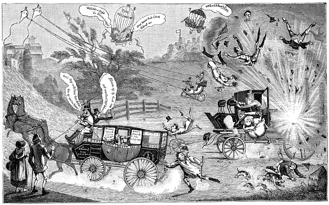 Dangers of steam carriages,19th century