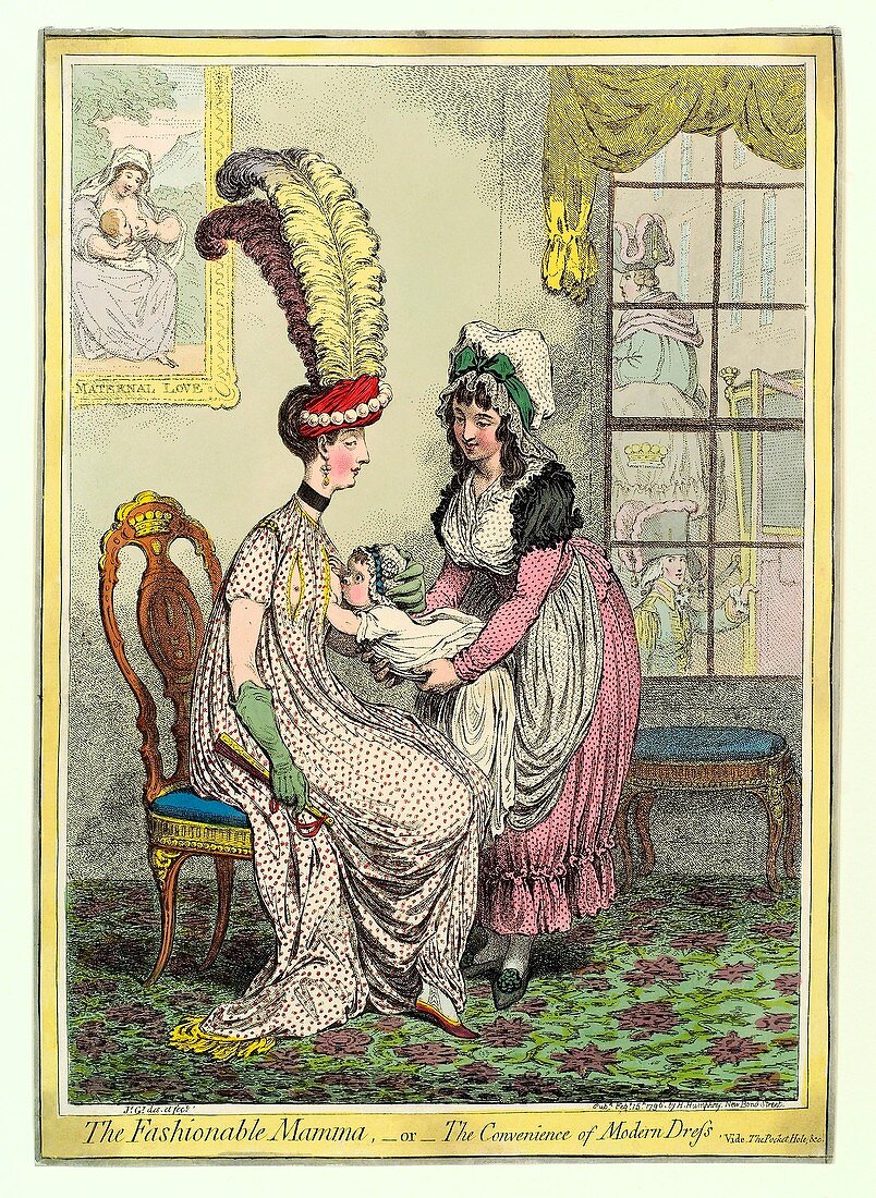 Breastfeeding,18th-century caricature