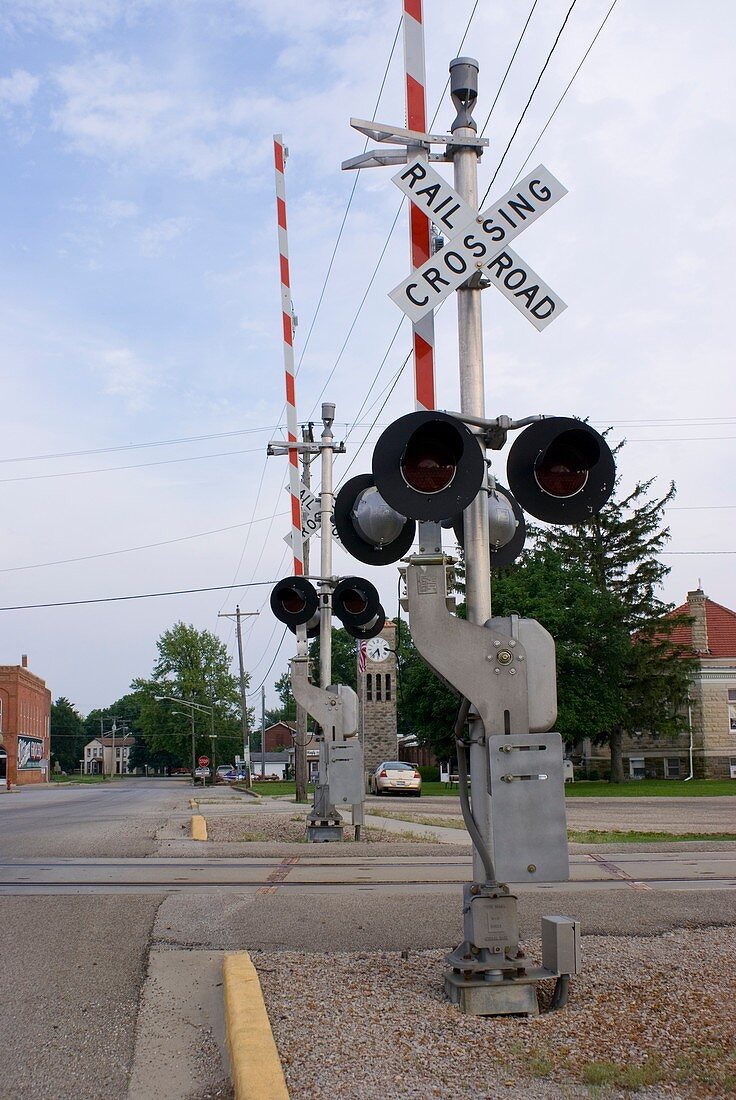 American railroad crossing
