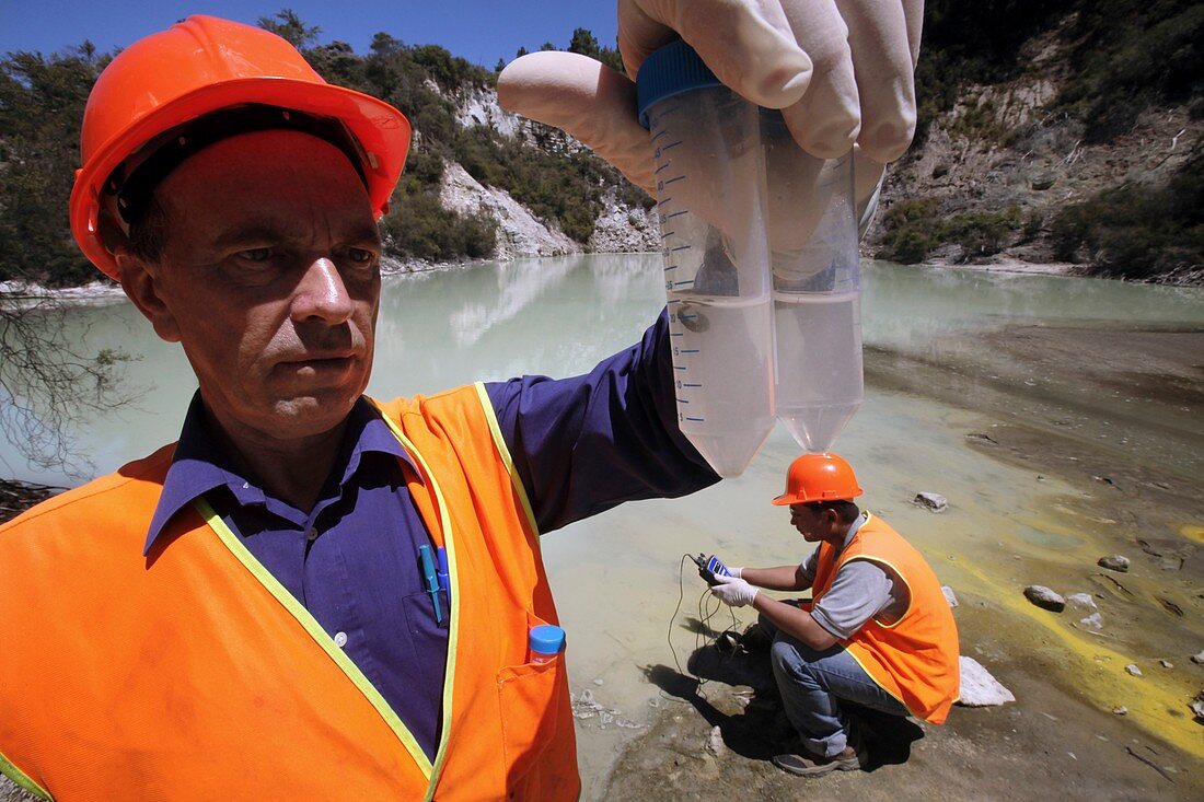 Geothermal lake research,New Zealand