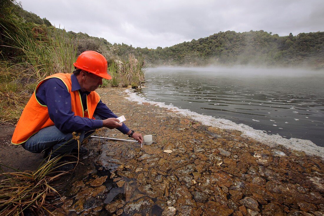 Geothermal lake research,New Zealand