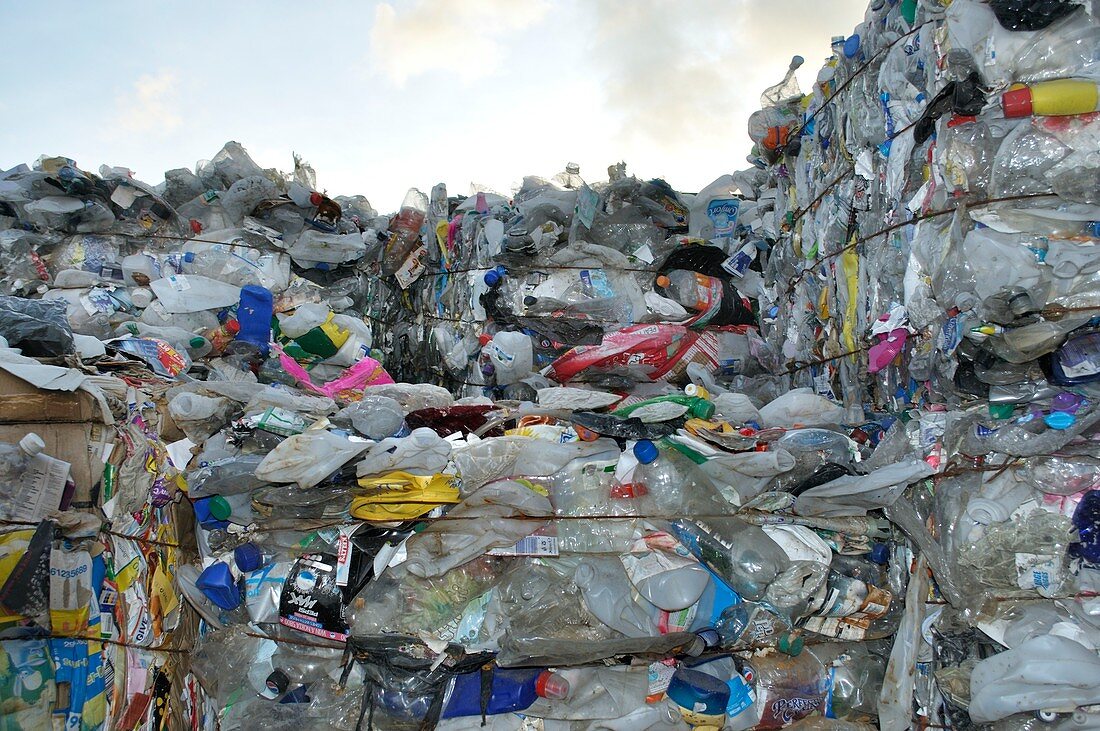 PLastic waste at recycling centre