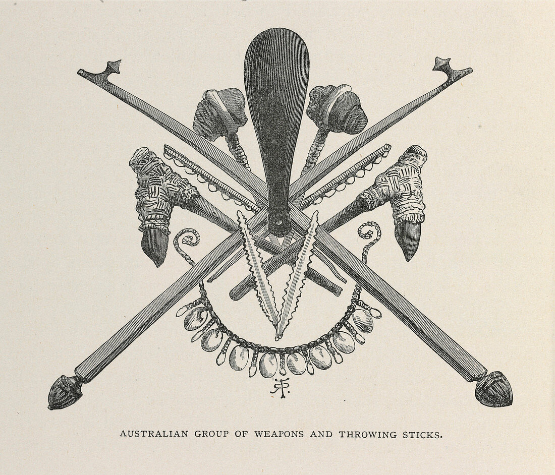 Australian aborigine weapons,1836