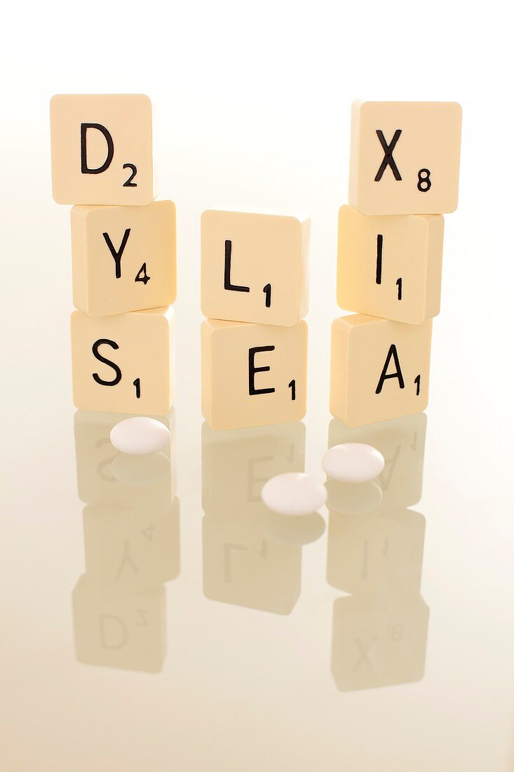 Dyslexia drug,conceptual image
