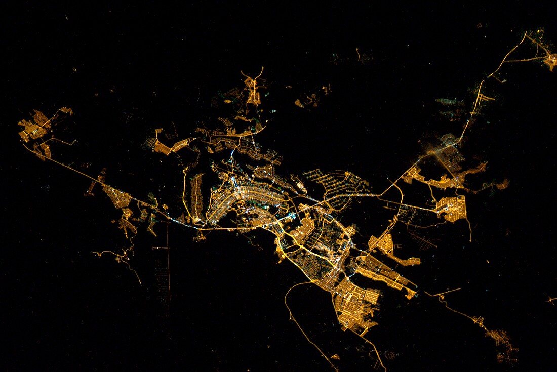 Brasilia at night from space,ISS image