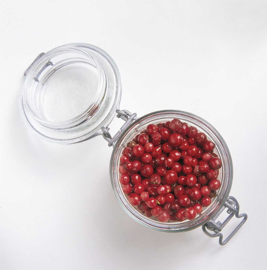 Cranberries in a Preserving Jar