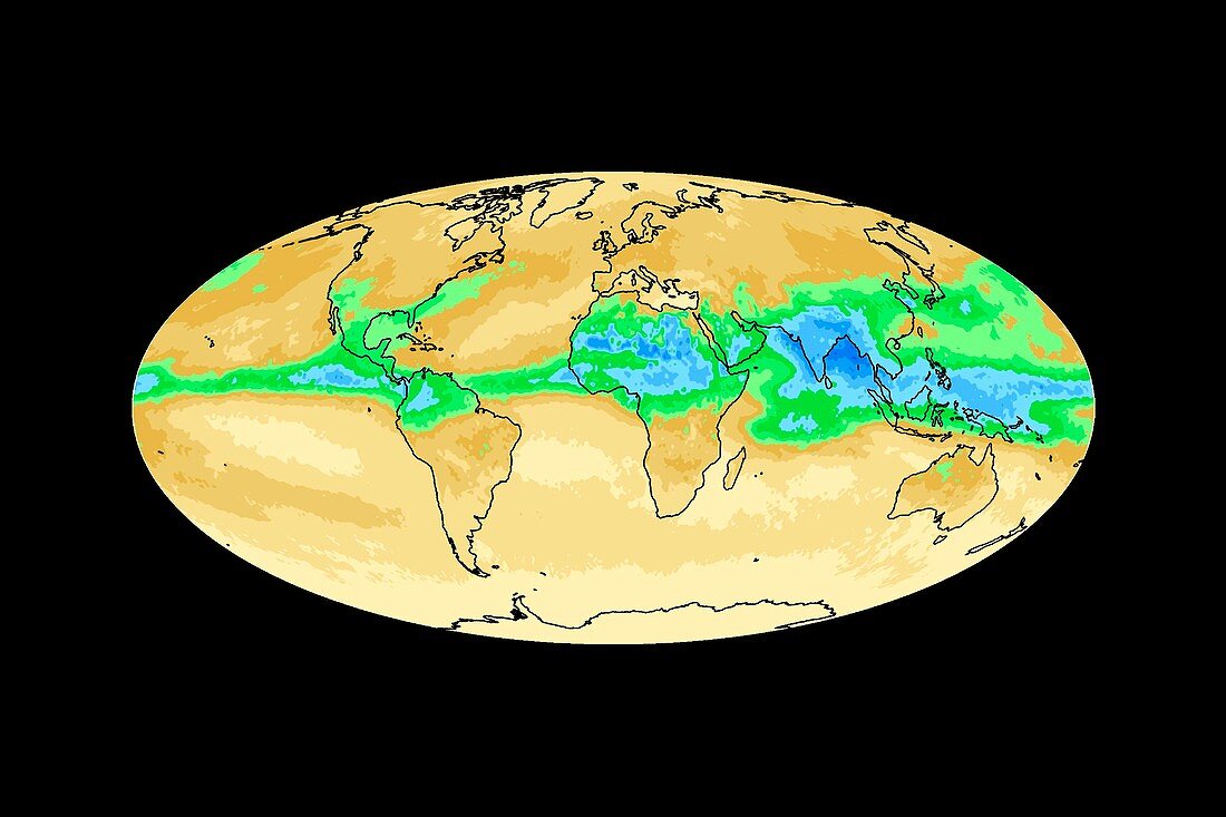 Global water vapour levels,July 2003
