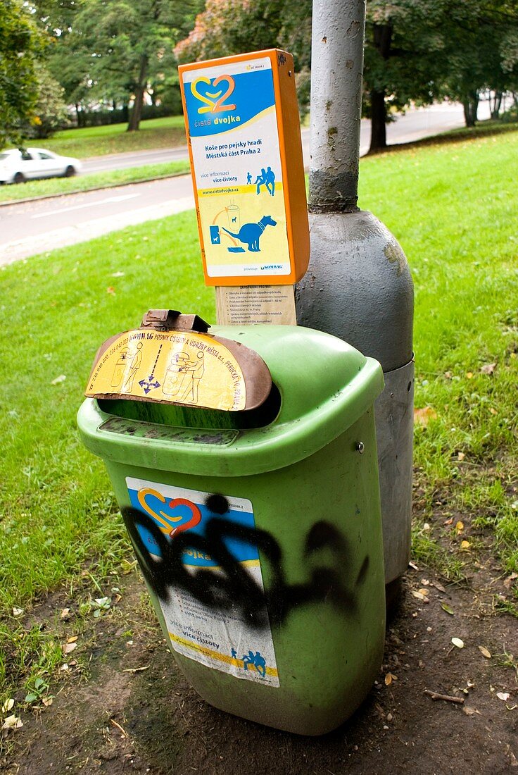 Dog waste bin in Prague