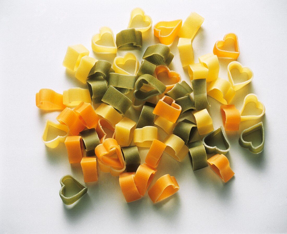 Tri-colored Heart-shaped Pasta