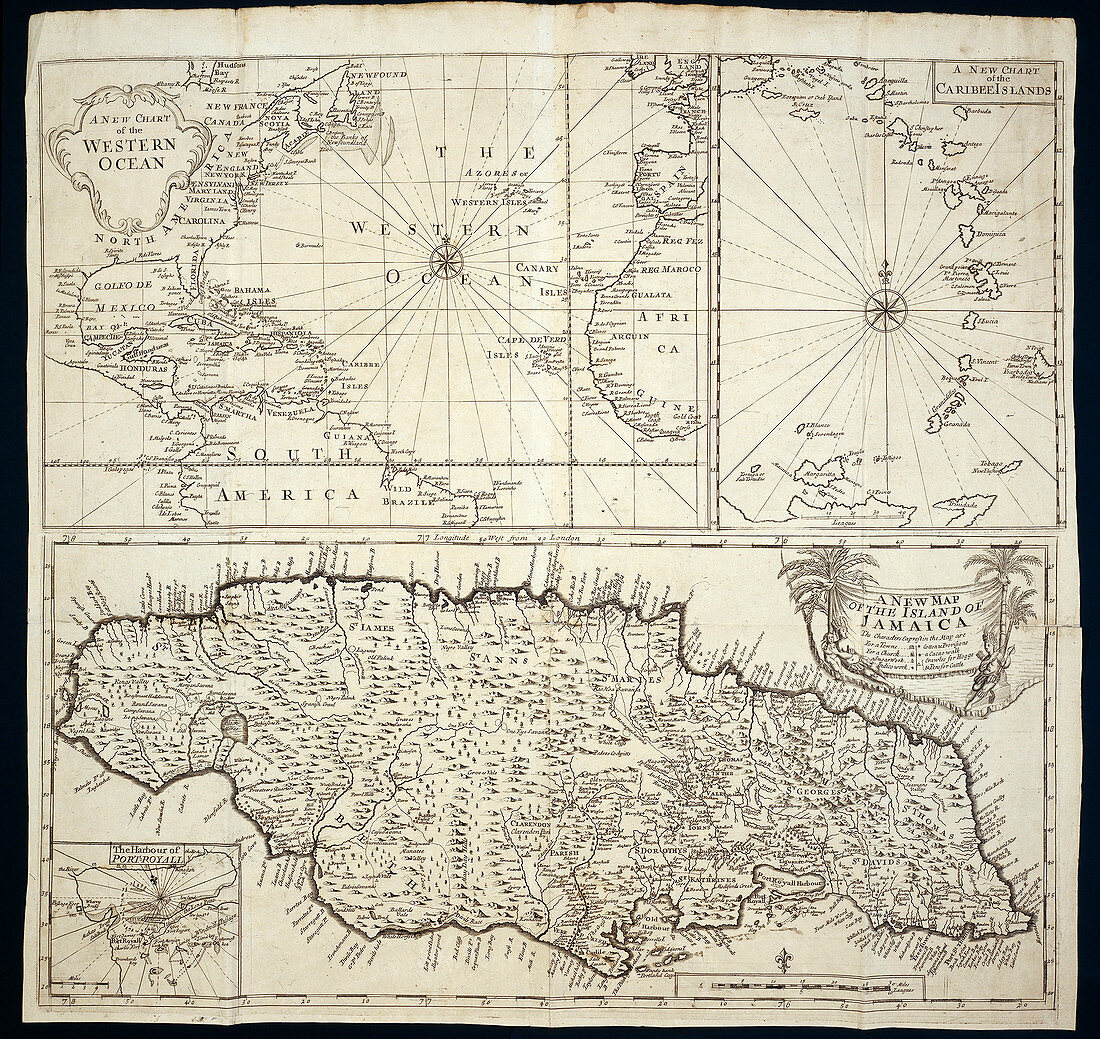 18th century map of Jamaica