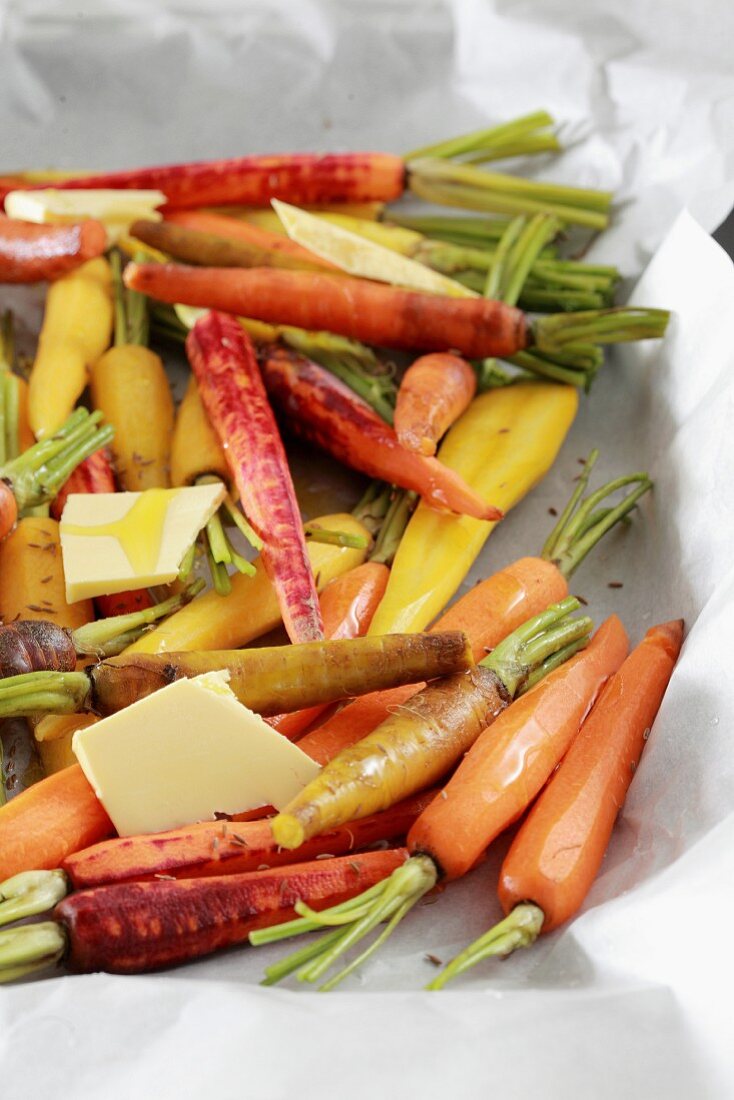 Karotten aus dem Ofen mit Kreuzkümmel und Weißwein