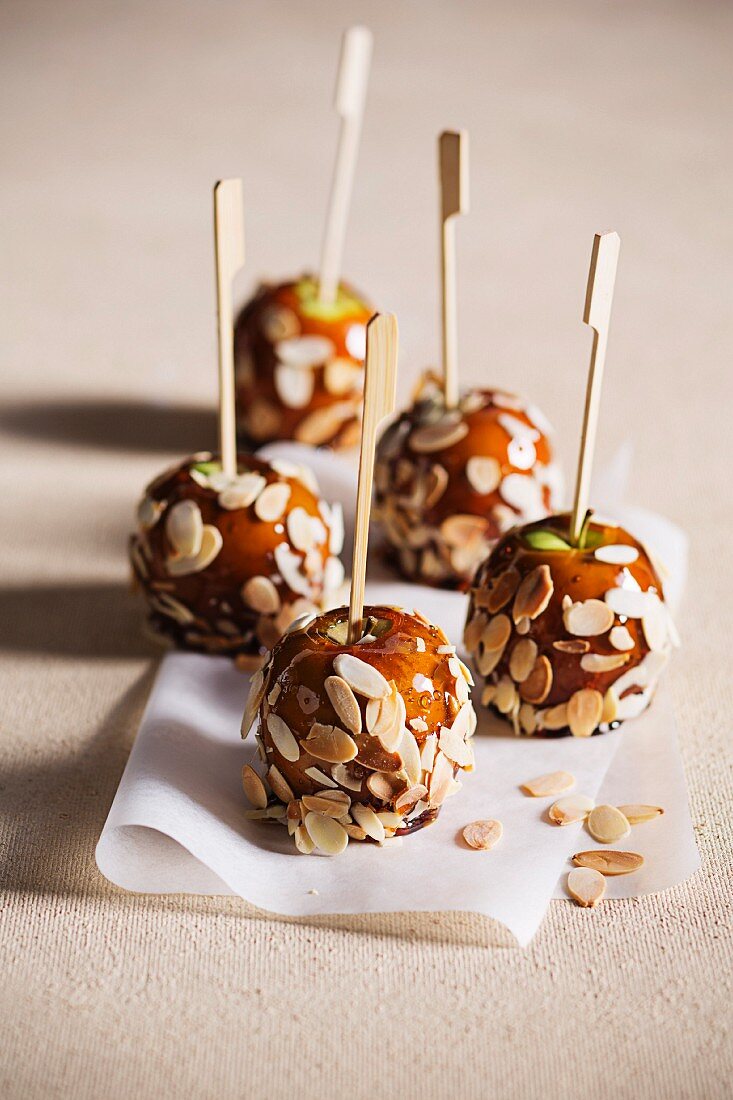 Almond-studded toffee apples