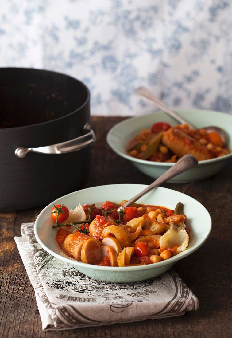 Fenchel-Wurst-Eintopf mit Kichererbsen