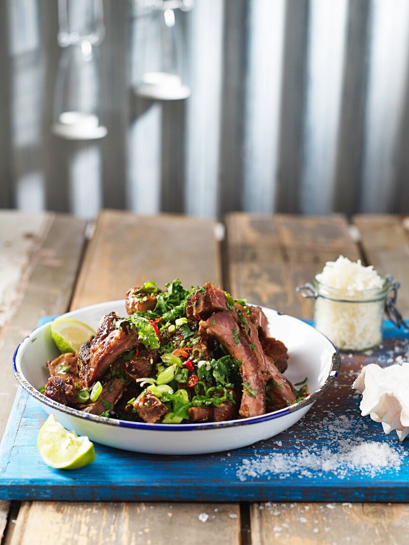 Spicy pork ribs with oyster sauce (Mauritius)