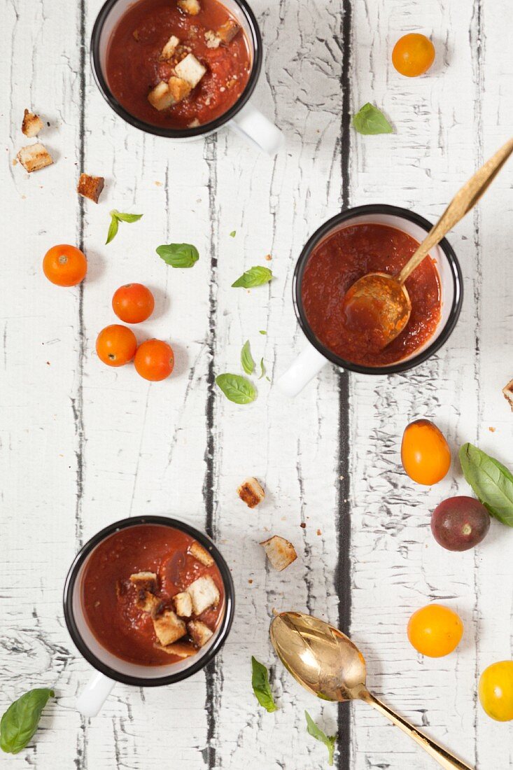 Tomatensuppe mit Croûtons