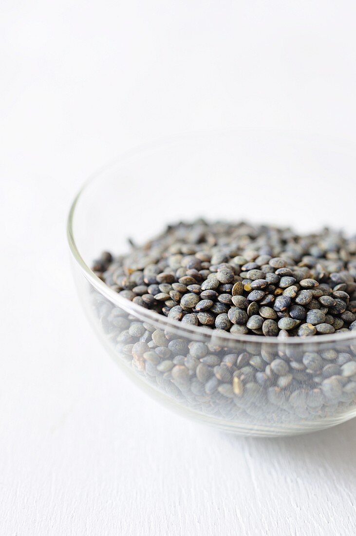 Lentils in a glass bowl