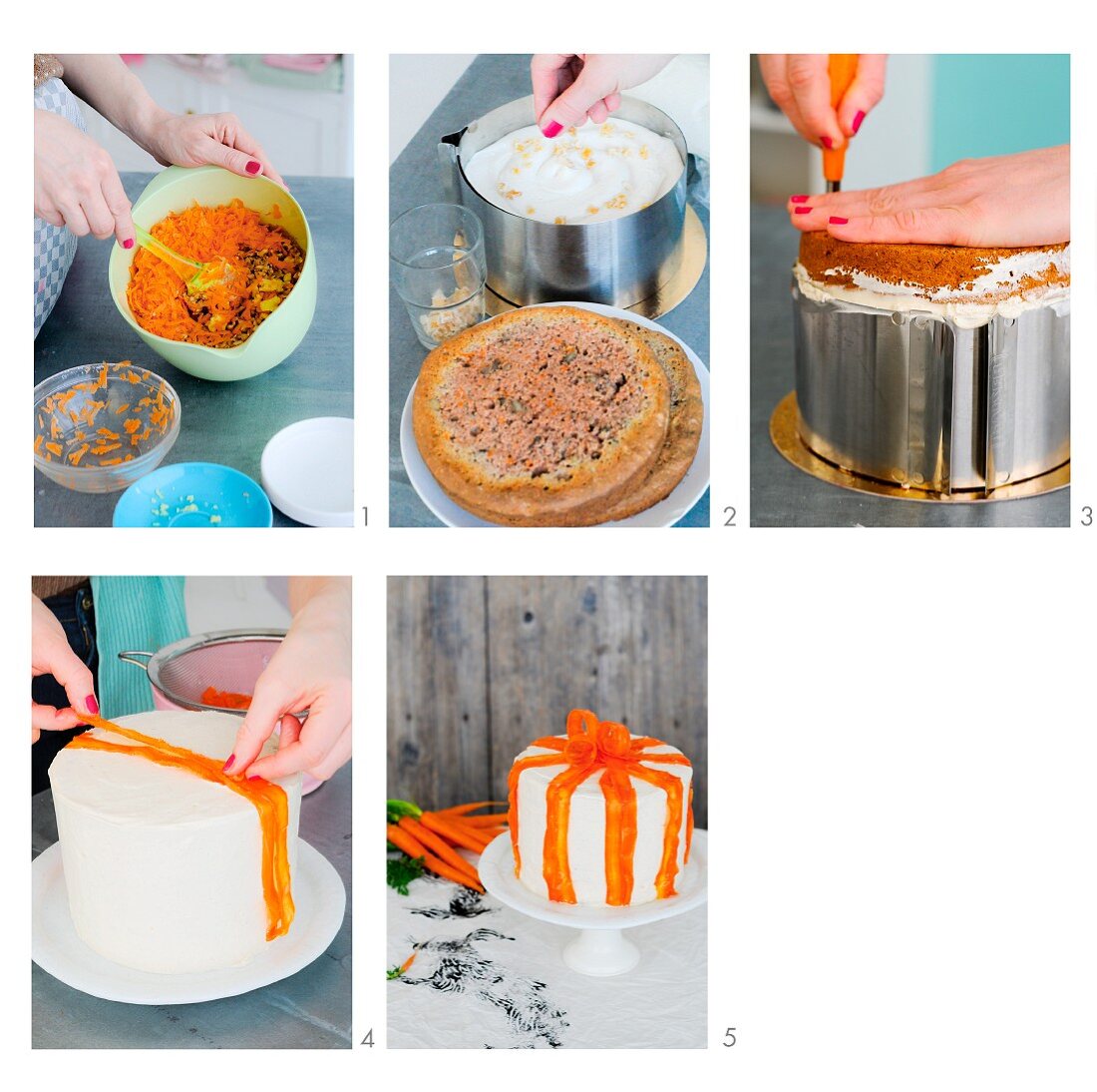 Carrot cake with tonka beans and ginger being made