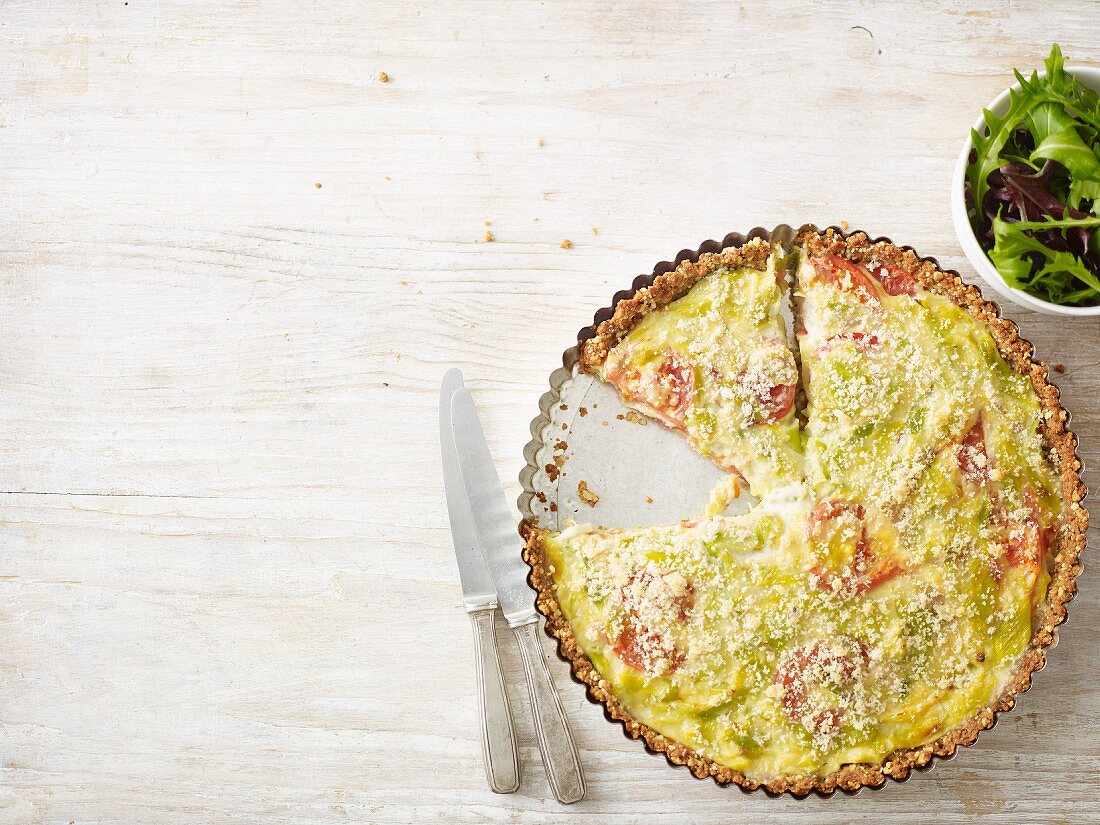 Leek and tomato tart