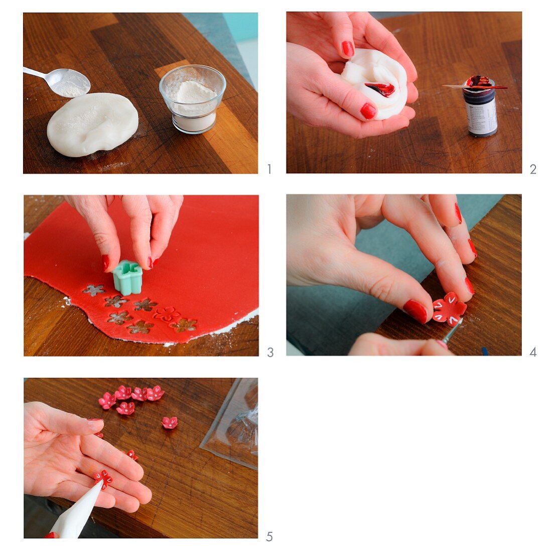 A sugar flower being made from fondant icing