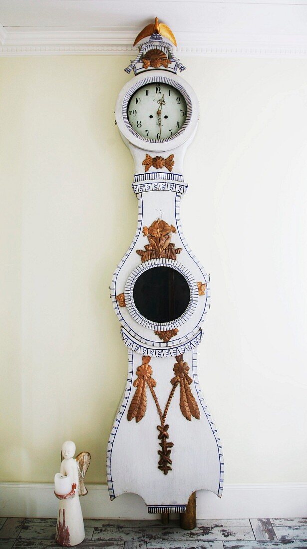 Painted and carved long-case clock