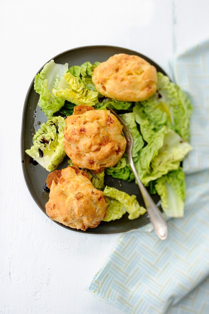 Gougeres with reblochon and smoked bacon