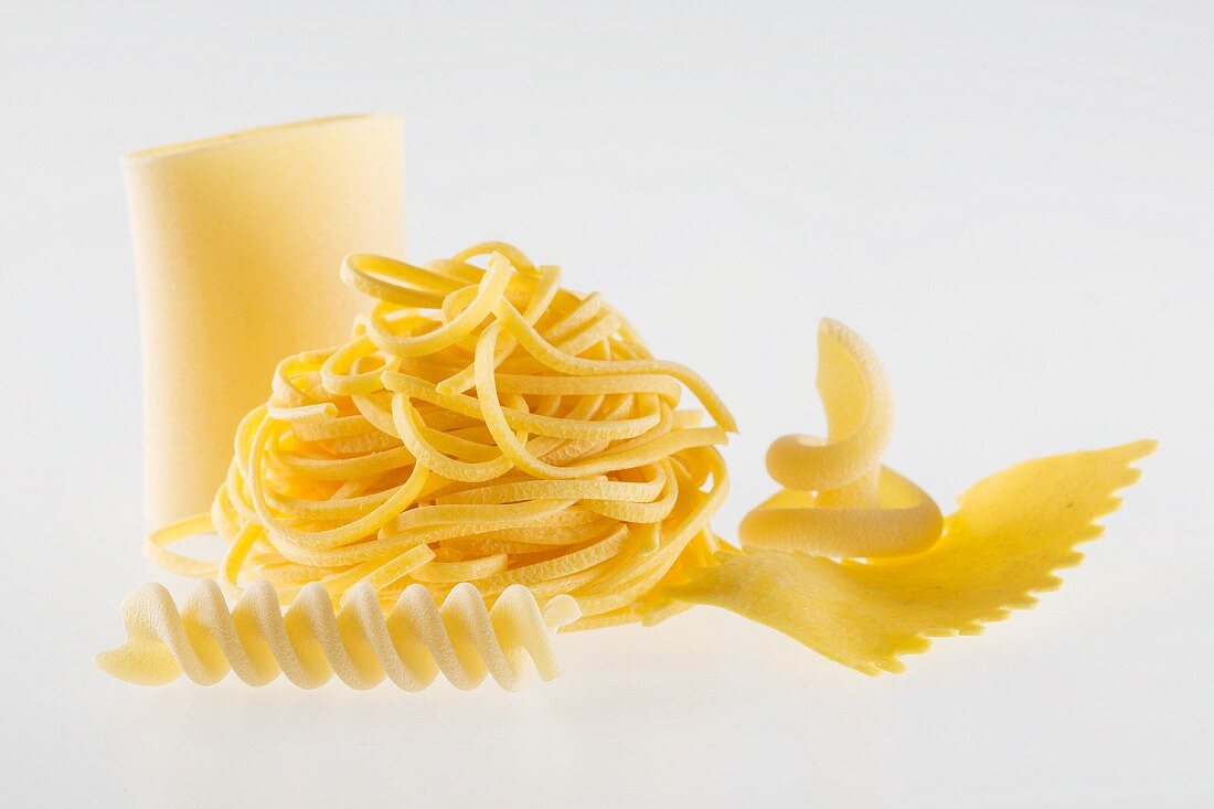 Various types of egg pasta